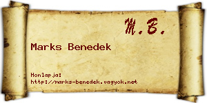 Marks Benedek névjegykártya